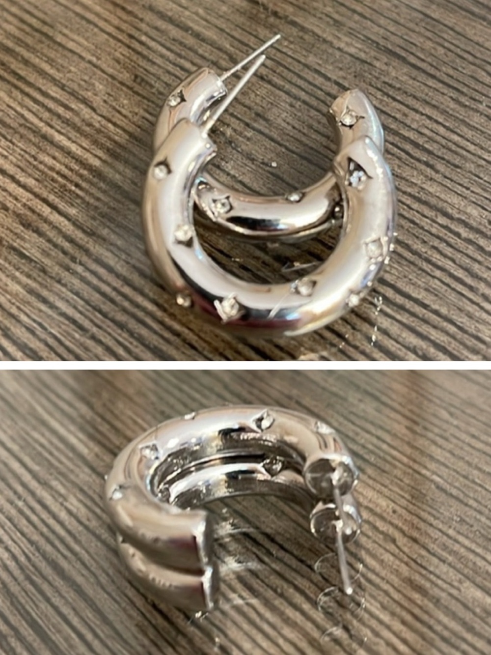 Jane Marie Silver Tubular Hoop/Clear Crystals - Picture 17 of 17